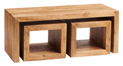 Toko Light Mango Cubed John Long Coffee Table Set by Indian Hub